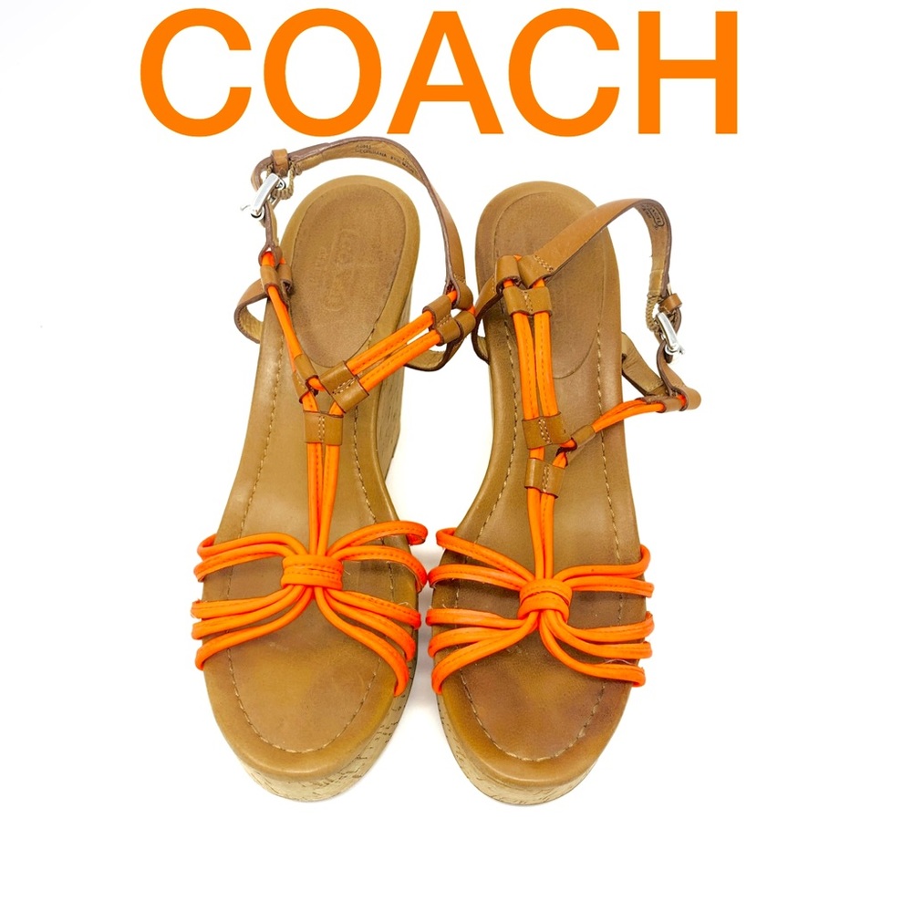 Authentic Neon🍊 Orange Coach Wedge Heel Shoes